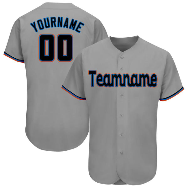 Custom Gray Black-Orange Baseball Jersey Custom Gray Black-Orange Baseball Jersey