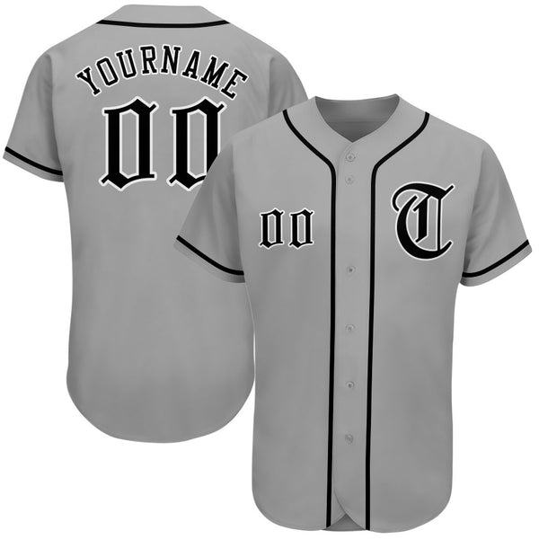 Custom Gray Black-White Authentic Baseball Jersey Custom Gray Black-White Authentic Baseball Jersey
