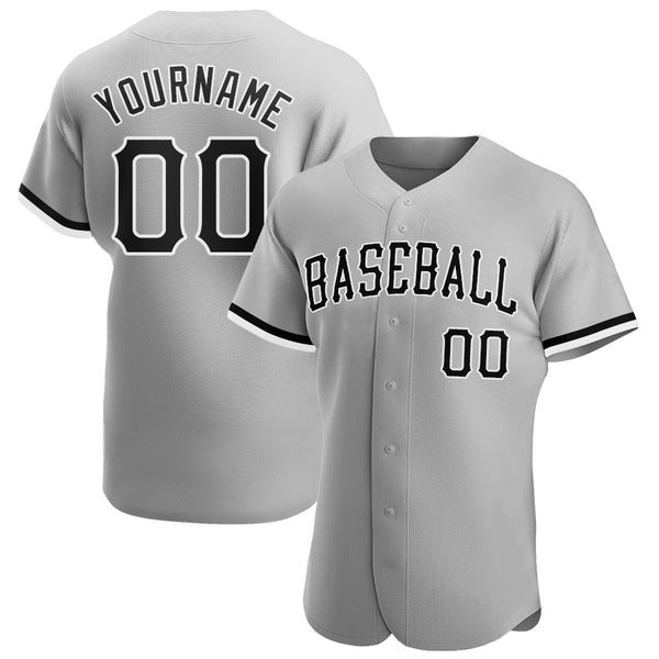 Custom Gray Black-White Authentic Baseball Jersey Custom Gray Black-White Authentic Baseball Jersey