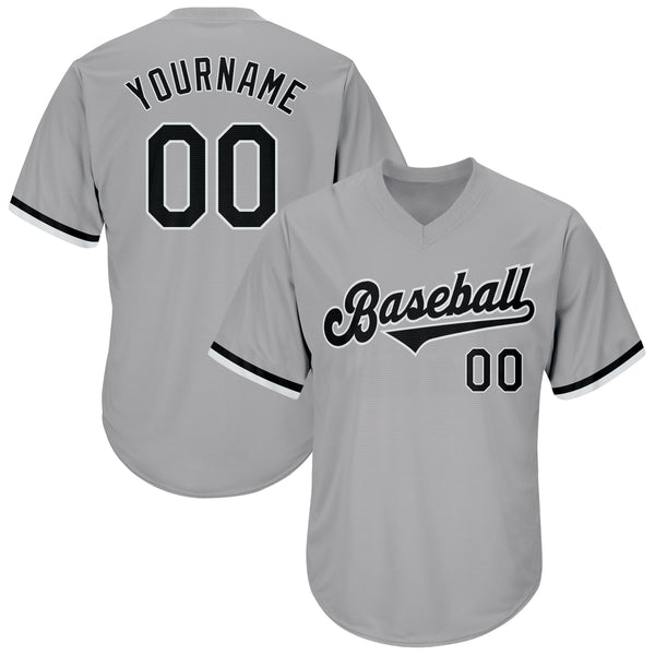 Custom Gray Black-White Authentic Throwback Rib-Knit Baseball Jersey Shirt Custom Gray Black-White Authentic Throwback Rib-Knit Baseball Jersey Shirt