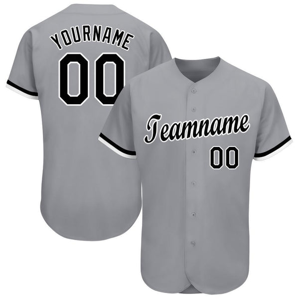 Custom Gray Black-White Baseball Jersey Custom Gray Black-White Baseball Jersey