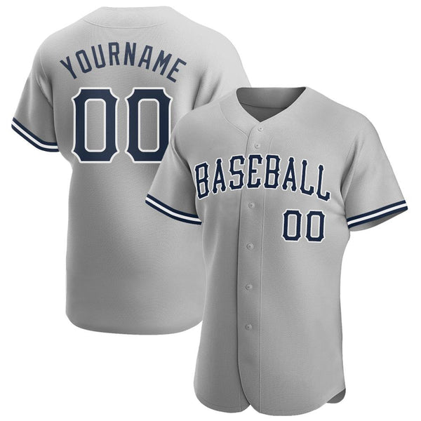 Custom Gray Navy-White Authentic Baseball Jersey Custom Gray Navy-White Authentic Baseball Jersey