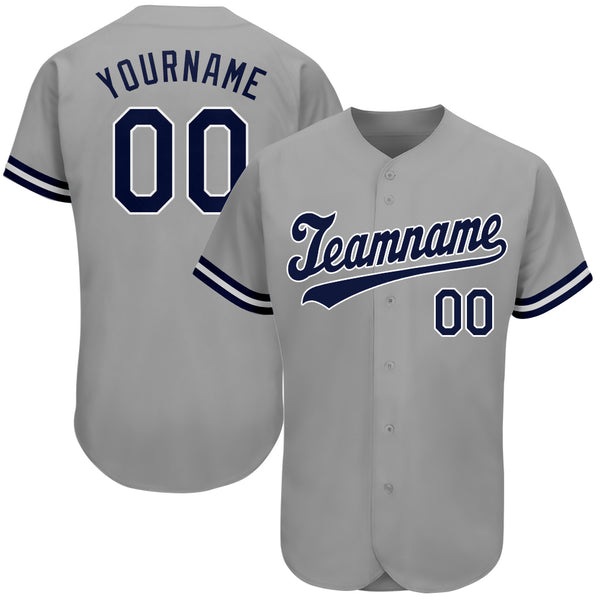 Custom Gray Navy-White Authentic Baseball Jersey Custom Gray Navy-White Authentic Baseball Jersey