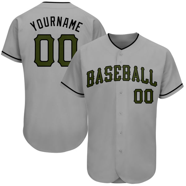 Custom Gray Olive-Black Authentic Memorial Day Baseball Jersey Custom Gray Olive-Black Authentic Memorial Day Baseball Jersey
