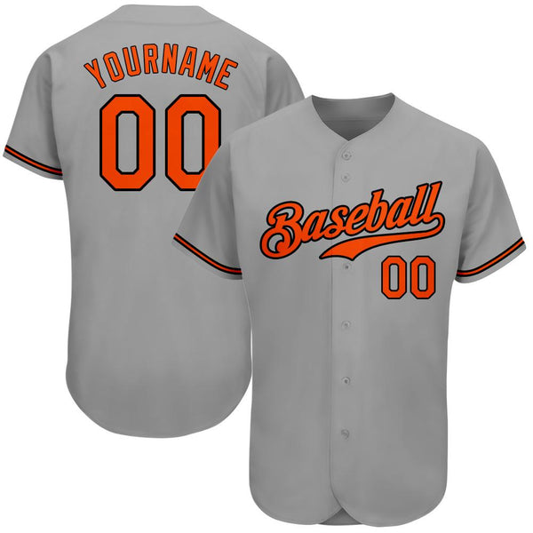 Custom Gray Orange-Black Authentic Baseball Jersey Custom Gray Orange-Black Authentic Baseball Jersey