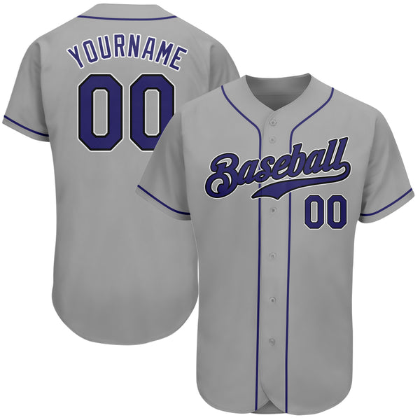 Custom Gray Purple-Black Authentic Baseball Jersey Custom Gray Purple-Black Authentic Baseball Jersey