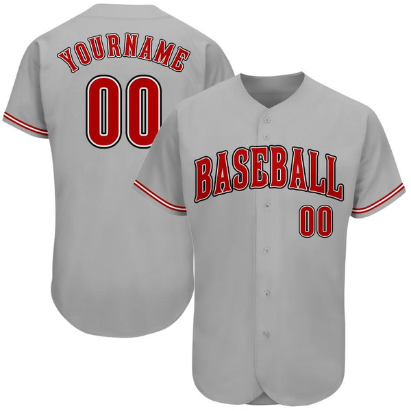 Custom Gray Red-Black Authentic Baseball Jersey Custom Gray Red-Black Authentic Baseball Jersey