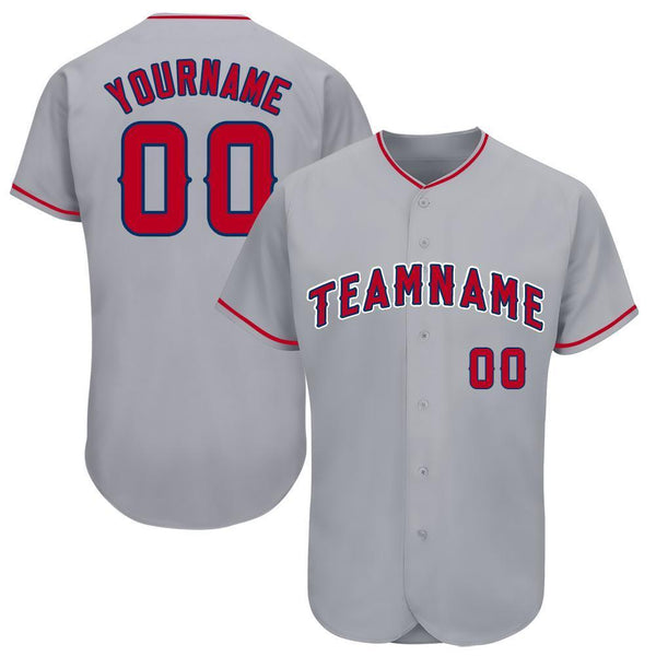 Custom Gray Red-Navy Baseball Jersey Custom Gray Red-Navy Baseball Jersey