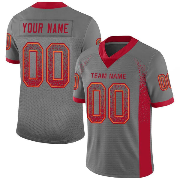 Custom Gray Red-Orange Mesh Drift Fashion Football Jersey Custom Gray Red-Orange Mesh Drift Fashion Football Jersey
