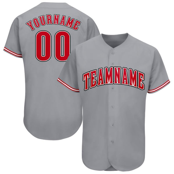 Custom Gray Red-White Baseball Jersey Custom Gray Red-White Baseball Jersey