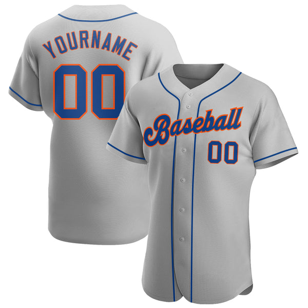 Custom Gray Royal-Orange Authentic Baseball Jersey Custom Gray Royal-Orange Authentic Baseball Jersey