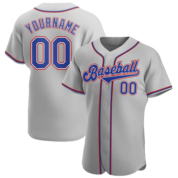 Custom Gray Royal-Red Authentic Baseball Jersey Custom Gray Royal-Red Authentic Baseball Jersey