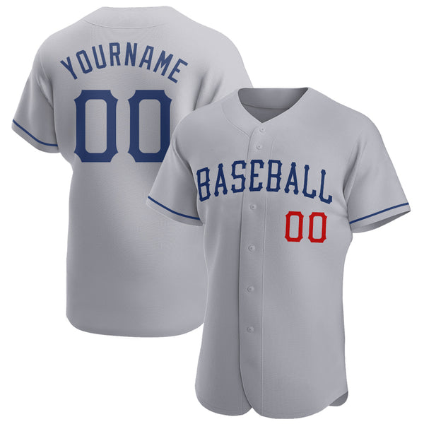 Custom Gray Royal-Red Authentic Baseball Jersey Custom Gray Royal-Red Authentic Baseball Jersey