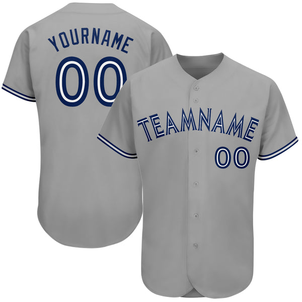 Custom Gray Royal-White Authentic Baseball Jersey Custom Gray Royal-White Authentic Baseball Jersey