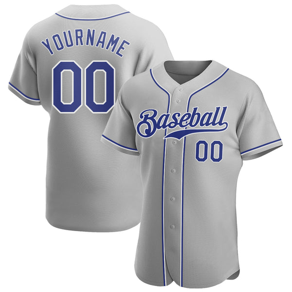 Custom Gray Royal-White Authentic Baseball Jersey Custom Gray Royal-White Authentic Baseball Jersey