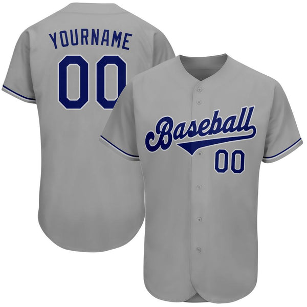 Custom Gray Royal-White Authentic Baseball Jersey Custom Gray Royal-White Authentic Baseball Jersey