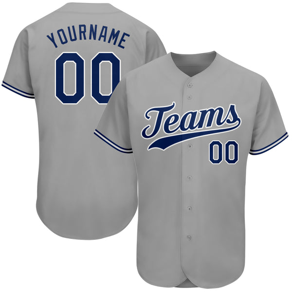 Custom Gray Royal-White Authentic Baseball Jersey Custom Gray Royal-White Authentic Baseball Jersey