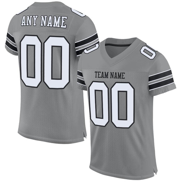 Custom Gray White-Black Mesh Authentic Football Jersey Custom Gray White-Black Mesh Authentic Football Jersey
