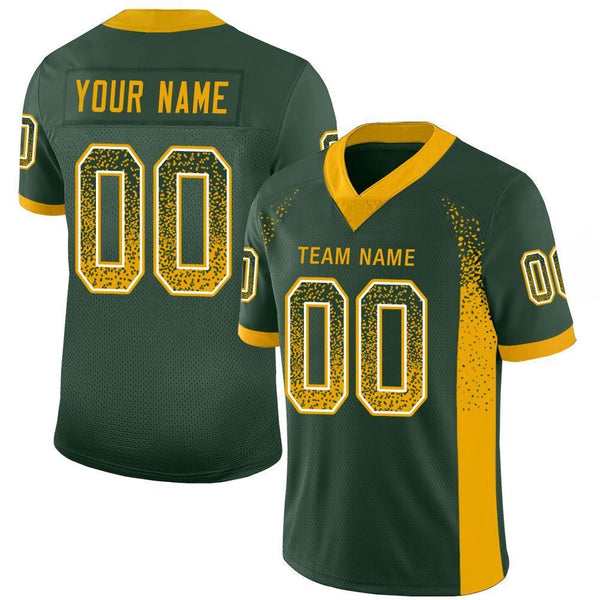 Custom Green Gold-White Mesh Drift Fashion Football Jersey Custom Green Gold-White Mesh Drift Fashion Football Jersey