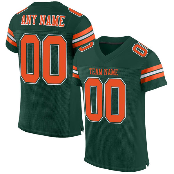 Custom Green Orange-White Mesh Authentic Football Jersey Custom Green Orange-White Mesh Authentic Football Jersey