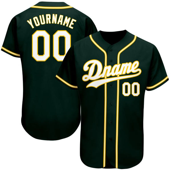 Custom Green White-Gold Authentic Baseball Jersey Custom Green White-Gold Authentic Baseball Jersey