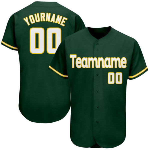 Custom Green White-Gold Authentic Baseball Jersey Custom Green White-Gold Authentic Baseball Jersey