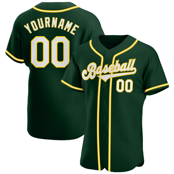 Custom Green White-Gold Authentic Baseball Jersey Custom Green White-Gold Authentic Baseball Jersey