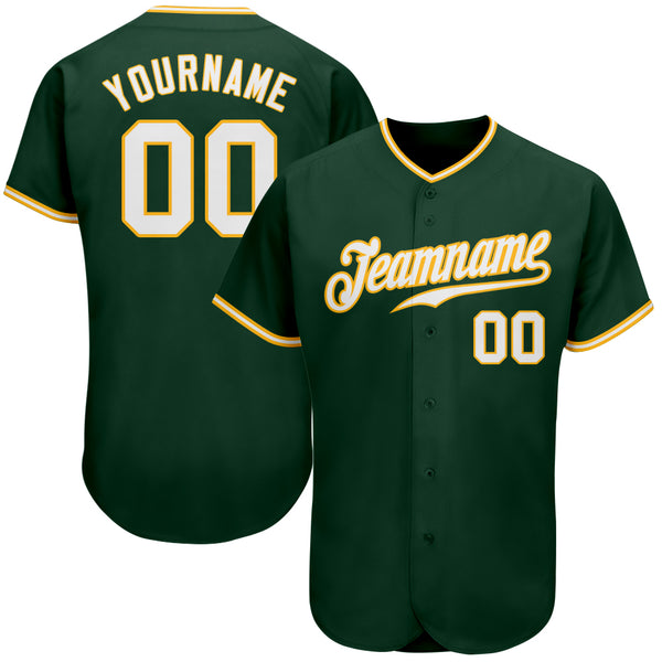 Custom Green White-Gold Authentic Baseball Jersey Custom Green White-Gold Authentic Baseball Jersey