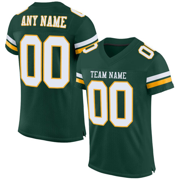 Custom Green White-Gold Mesh Authentic Football Jersey Custom Green White-Gold Mesh Authentic Football Jersey