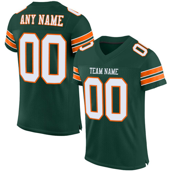 Custom Green White-Orange Mesh Authentic Football Jersey Custom Green White-Orange Mesh Authentic Football Jersey