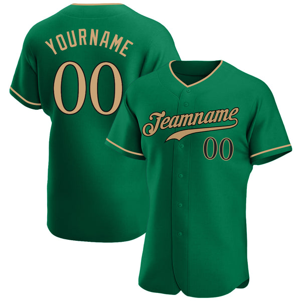 Custom Kelly Green Old Gold-Black Authentic Baseball Jersey Custom Kelly Green Old Gold-Black Authentic Baseball Jersey
