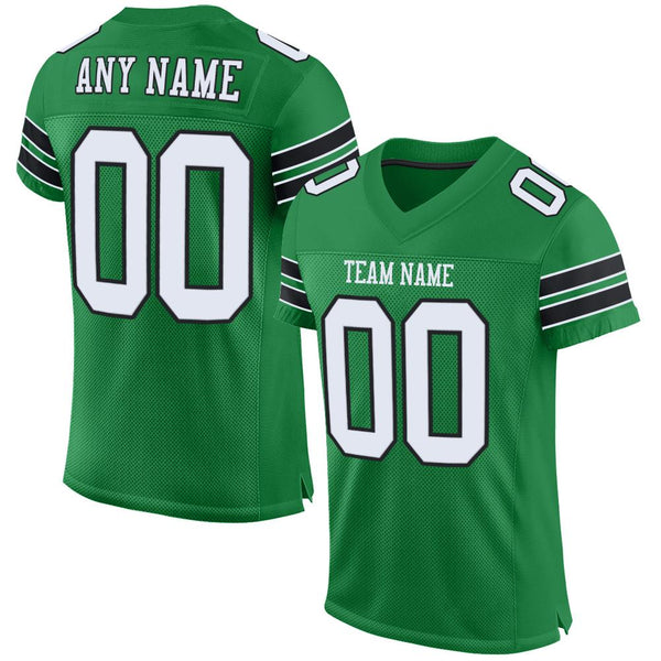 Custom Kelly Green White-Black Mesh Authentic Football Jersey Custom Kelly Green White-Black Mesh Authentic Football Jersey