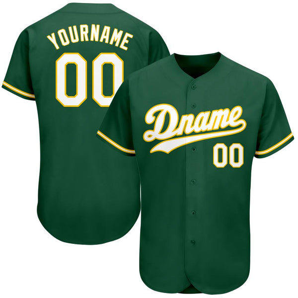 Custom Kelly Green White-Gold Authentic Baseball Jersey Custom Kelly Green White-Gold Authentic Baseball Jersey