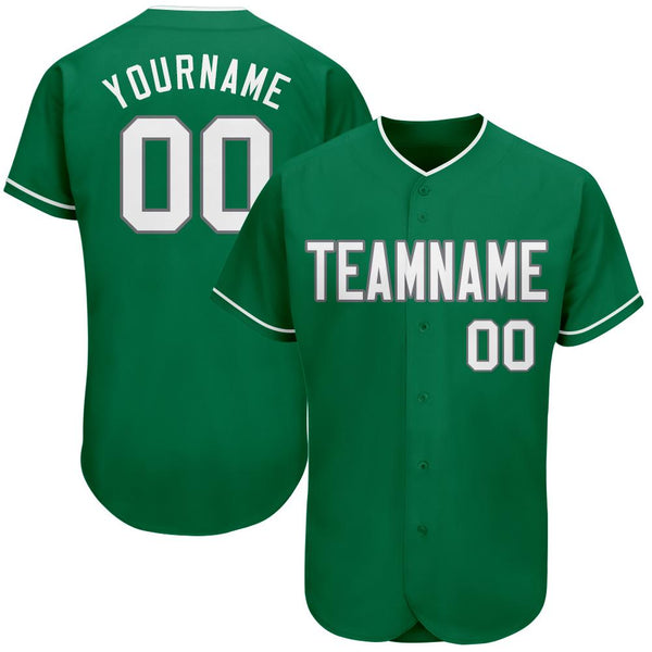 Custom Kelly Green White-Gray Authentic St. Patrick Day Baseball Jersey