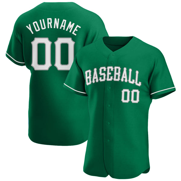 Custom Kelly Green White-Gray Authentic St. Patrick Day Baseball Jersey