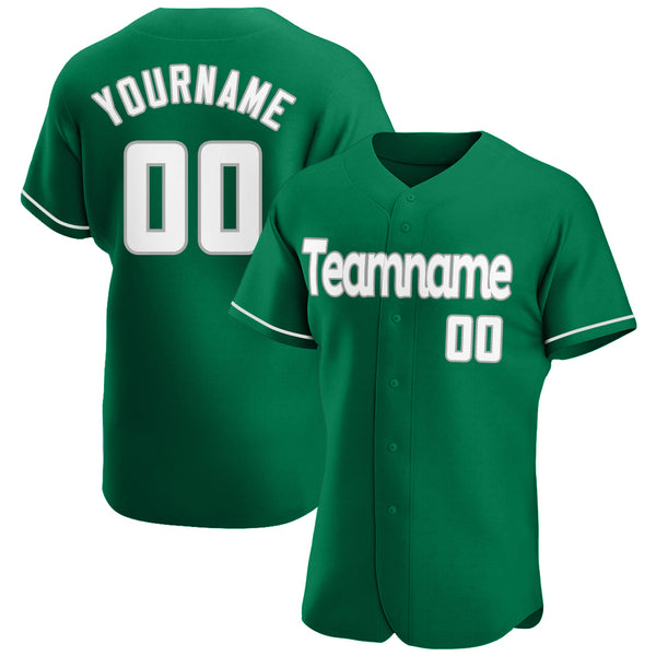 Custom Kelly Green White-Gray Authentic St. Patrick Day Baseball Jersey