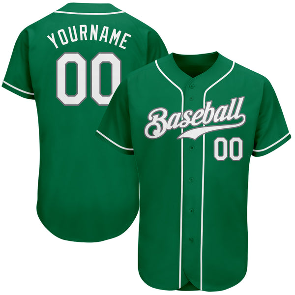 Custom Kelly Green White-Gray Authentic St. Patrick Day Baseball Jersey Custom Kelly Green White-Gray Authentic St. Patrick Day Baseball Jersey