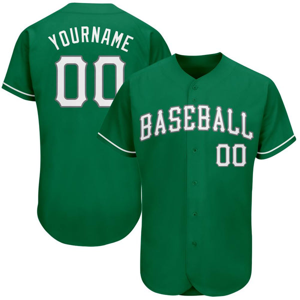 Custom Kelly Green White-Gray Authentic St. Patrick Day Baseball Jersey