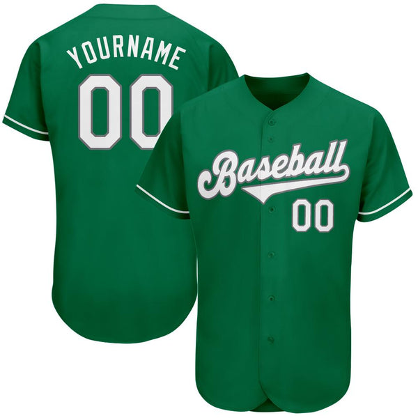 Custom Kelly Green White-Gray Authentic St. Patrick Day Baseball Jersey