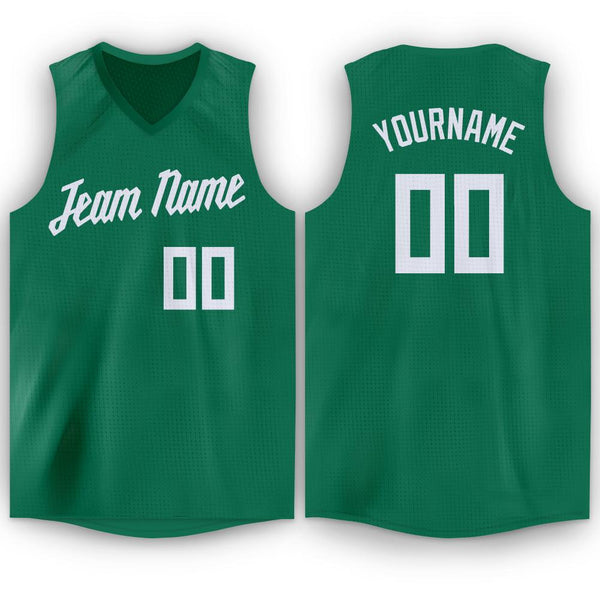 Custom Kelly Green White V-Neck Basketball Jersey Custom Kelly Green White V-Neck Basketball Jersey