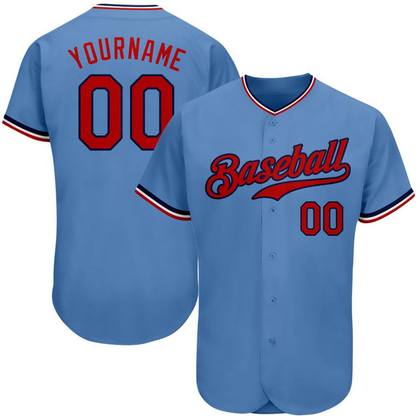 Custom Light Blue Red-Navy Authentic Baseball Jersey Custom Light Blue Red-Navy Authentic Baseball Jersey