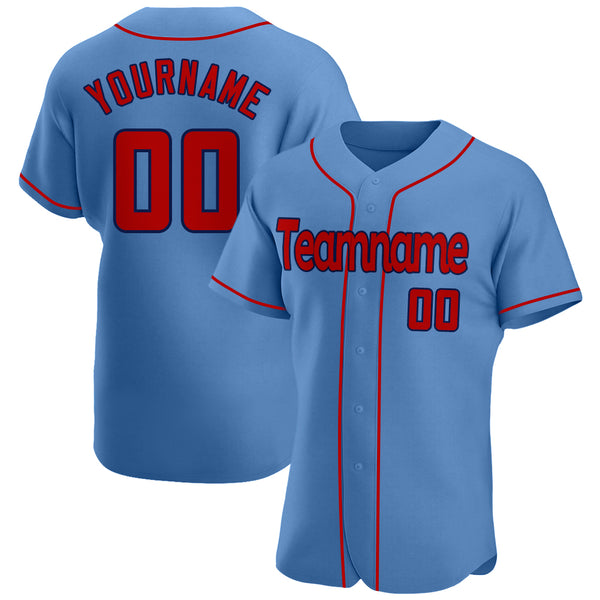 Custom Light Blue Red-Navy Authentic Baseball Jersey Custom Light Blue Red-Navy Authentic Baseball Jersey