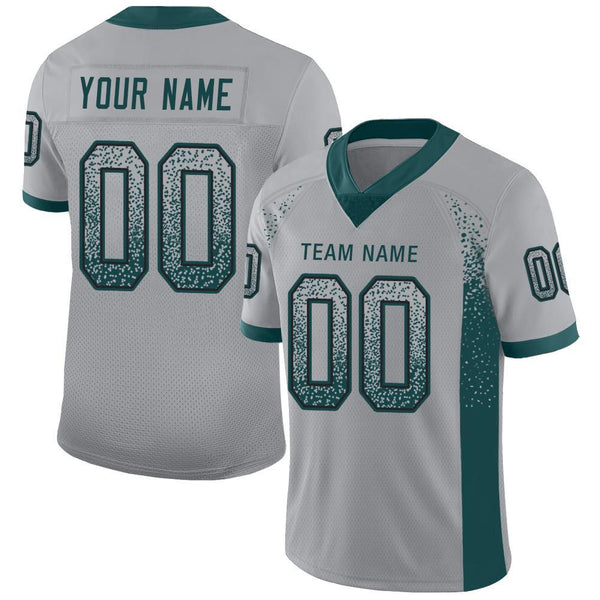 Custom Light Gray Midnight Green-Black Mesh Drift Fashion Football Jersey Custom Light Gray Midnight Green-Black Mesh Drift Fashion Football Jersey