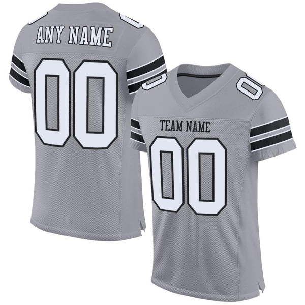 Custom Light Gray White-Black Mesh Authentic Football Jersey Custom Light Gray White-Black Mesh Authentic Football Jersey