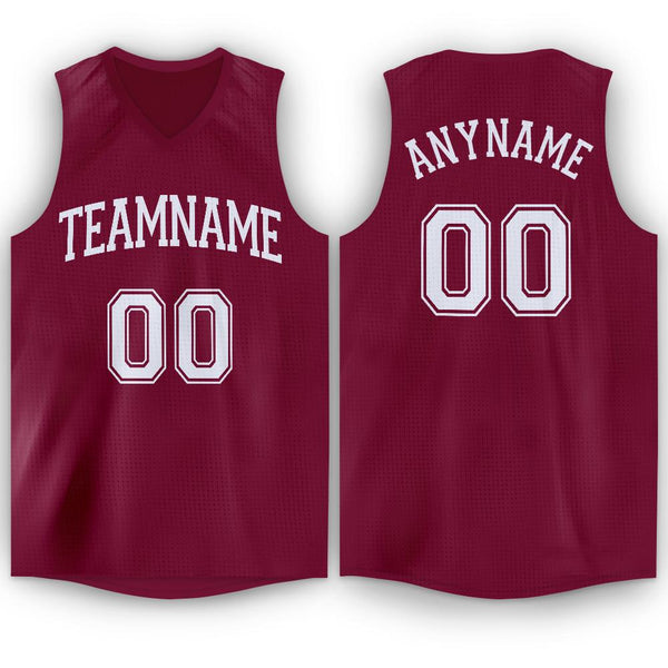Custom Maroon White V-Neck Basketball Jersey Custom Maroon White V-Neck Basketball Jersey