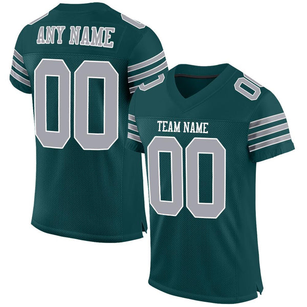 Custom Midnight Green Gray-White Mesh Authentic Football Jersey Custom Midnight Green Gray-White Mesh Authentic Football Jersey