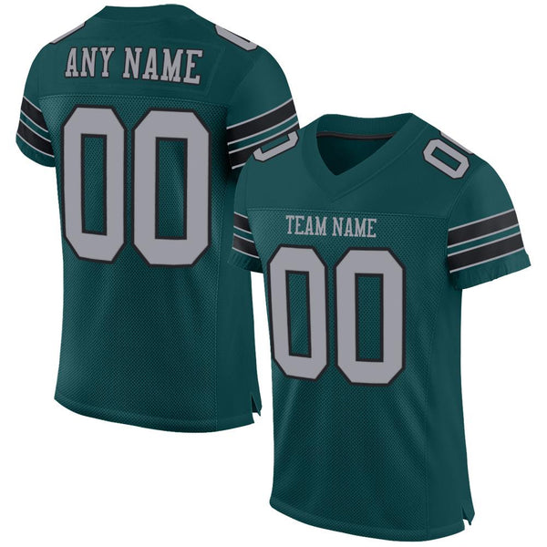 Custom Midnight Green Light Gray-Black Mesh Authentic Football Jersey Custom Midnight Green Light Gray-Black Mesh Authentic Football Jersey
