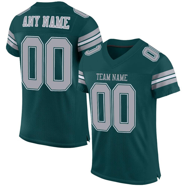 Custom Midnight Green Light Gray-White Mesh Authentic Football Jersey Custom Midnight Green Light Gray-White Mesh Authentic Football Jersey