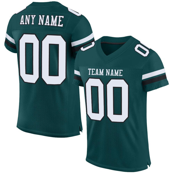 Custom Midnight Green White-Black Mesh Authentic Football Jersey Custom Midnight Green White-Black Mesh Authentic Football Jersey
