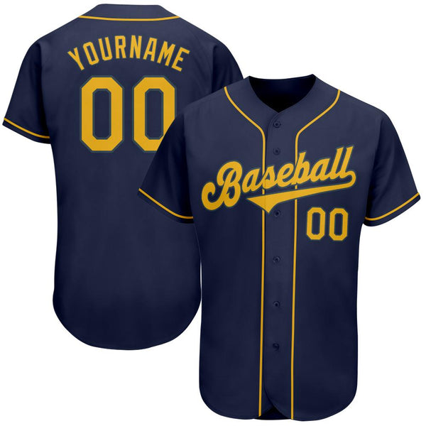 Custom Navy Gold Authentic Baseball Jersey Custom Navy Gold Authentic Baseball Jersey